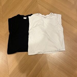 Girls Black and White Sleeveless Tops